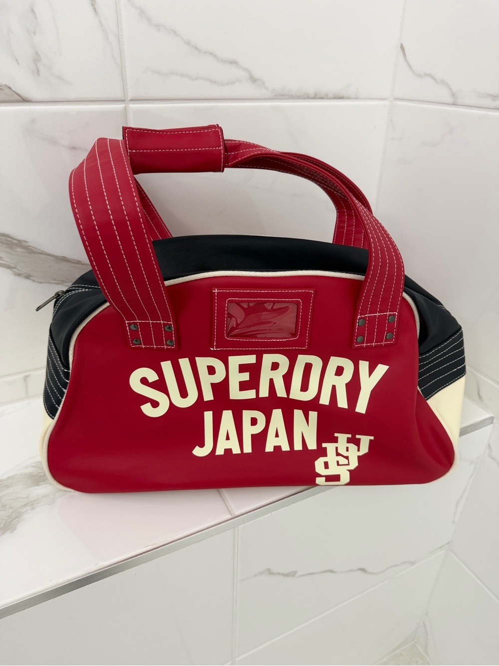 Superdry Red and Black Japan Logo Bowling-Style Tote/Duffel NEVER BEEN USED